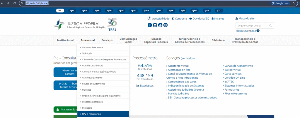 Consultar RPV e Precatório pelo CPF