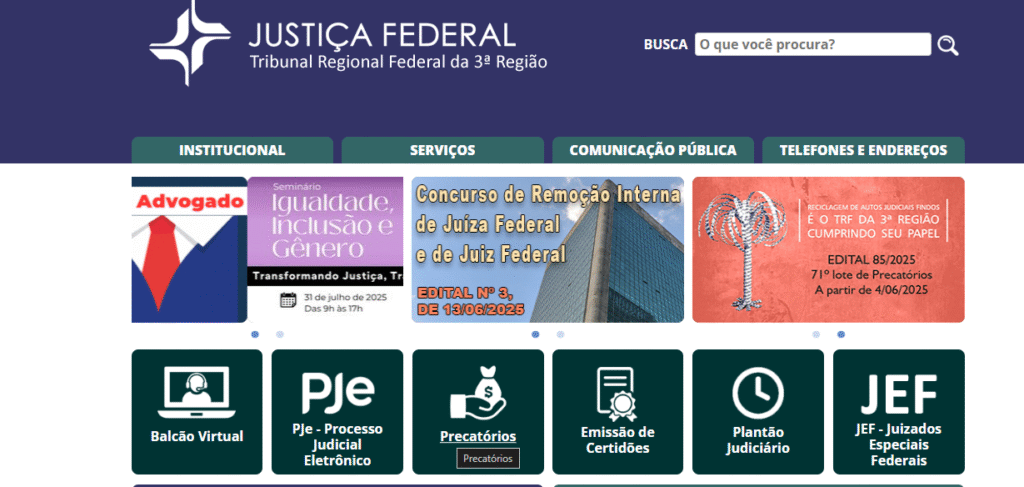 Consultar RPV e Precatório pelo CPF