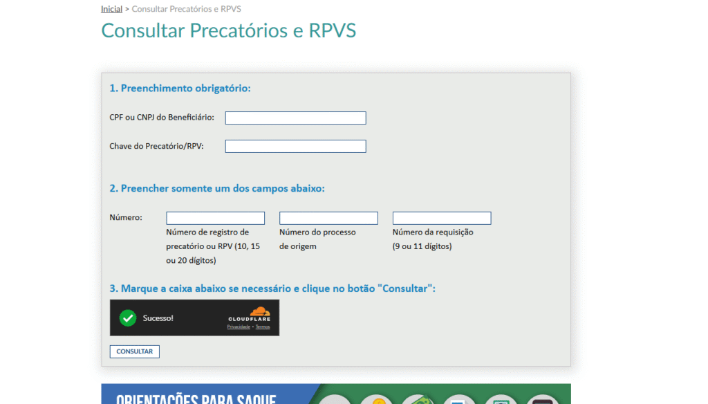 Como consultar Precatório e RPV
