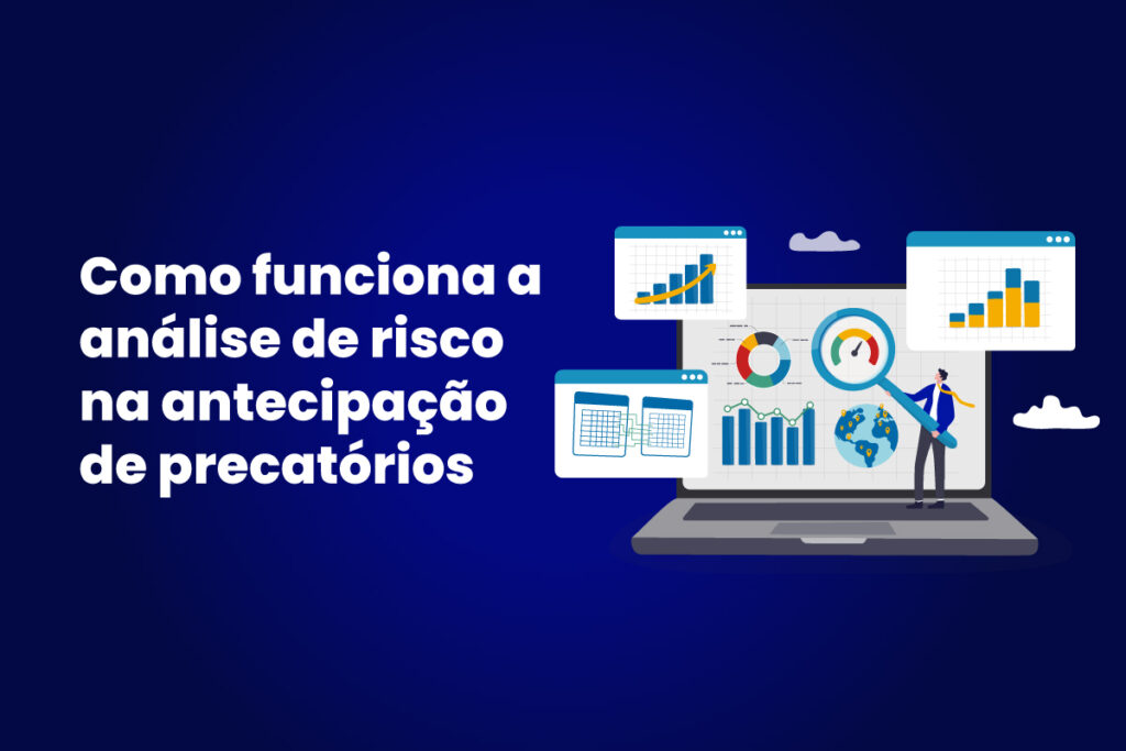 ilustração com desenho de um computador que contém vários gráficos na tela