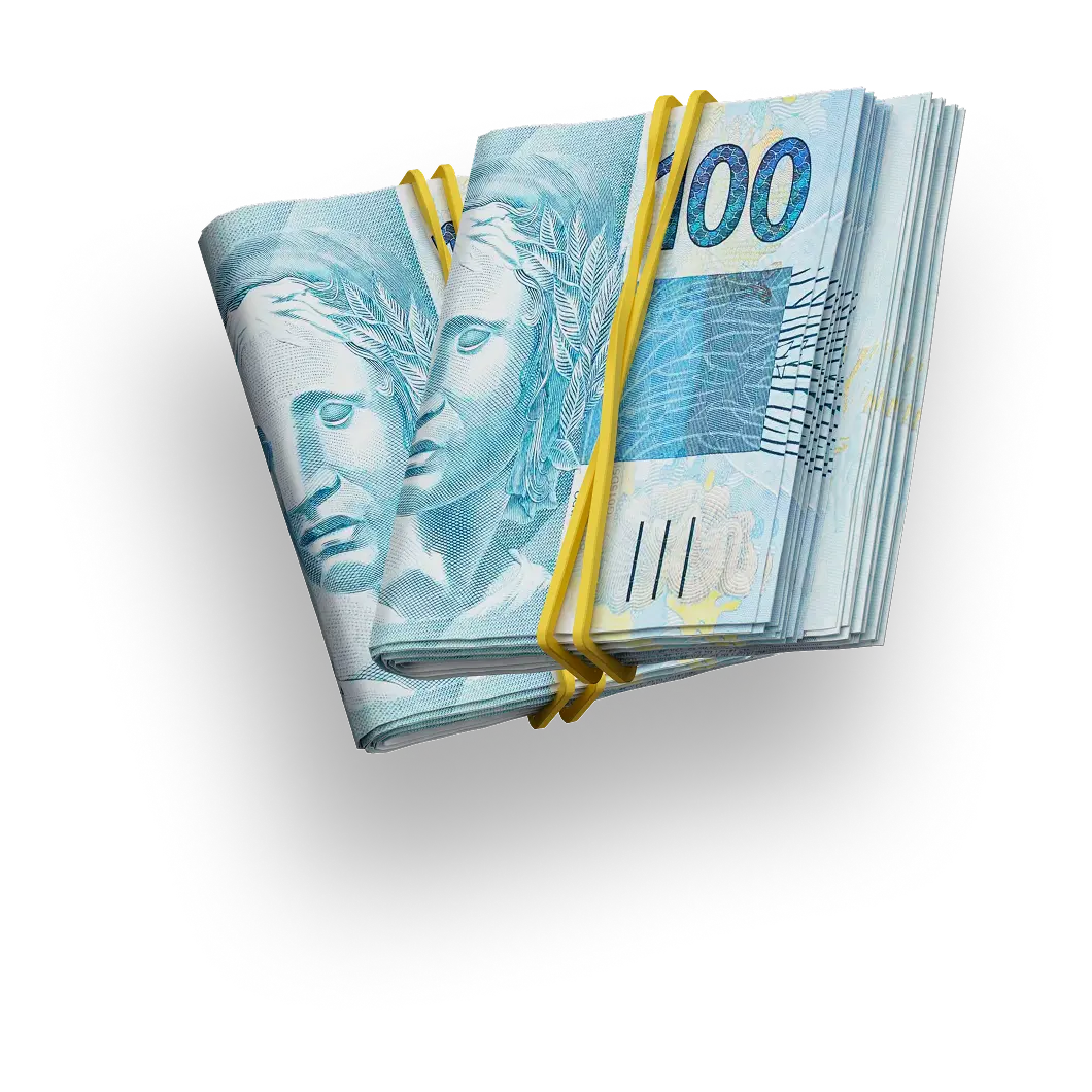 Notas de 100 Reais dobradas