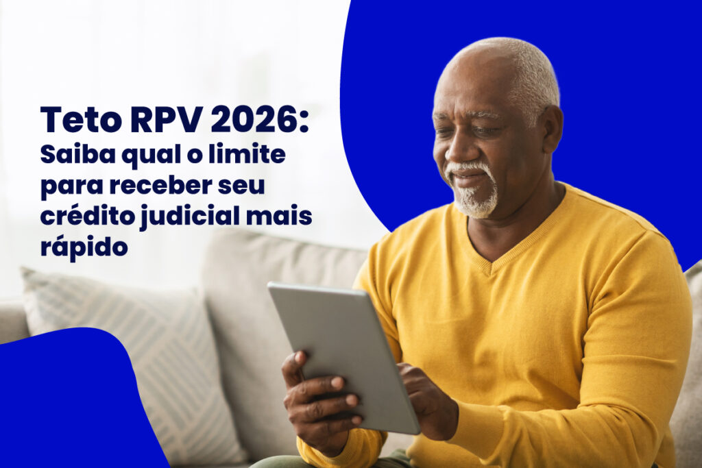 Homem idoso usando tablet com título TETO RPV 2026