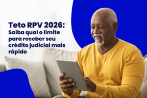 Homem idoso usando tablet com título TETO RPV 2026