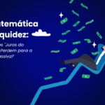 Homem relaxa em gráfico de alta com dinheiro caindo, representando juros compostos.